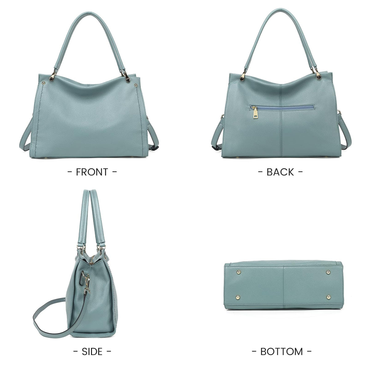 KOGTLA Medium Genuine Leather Tote Handbags for Women, Ladies Soft Satchel Shoulder Purses, Two-Handle Hobo Bags