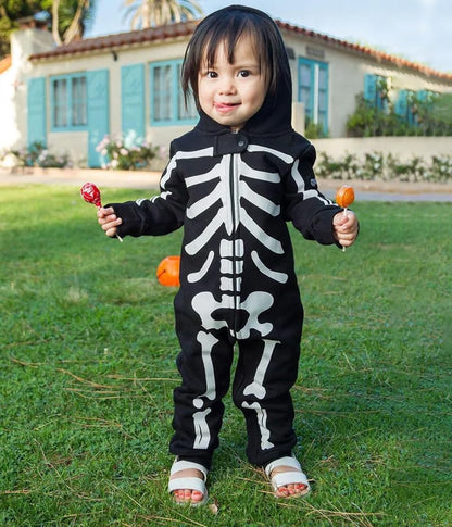 Tipsy Elves Kids Skeleton Halloween Costume Jumpsuit for Babies and Toddlers - Unisex Sizing - Spooky White Skeleton Halloween Costume For Boys and Girls Size 3T