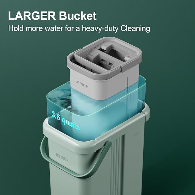 JOYMOOP Mop and Bucket with Wringer Set, Flat Squeeze Mop with Bucket, Dust Mop
