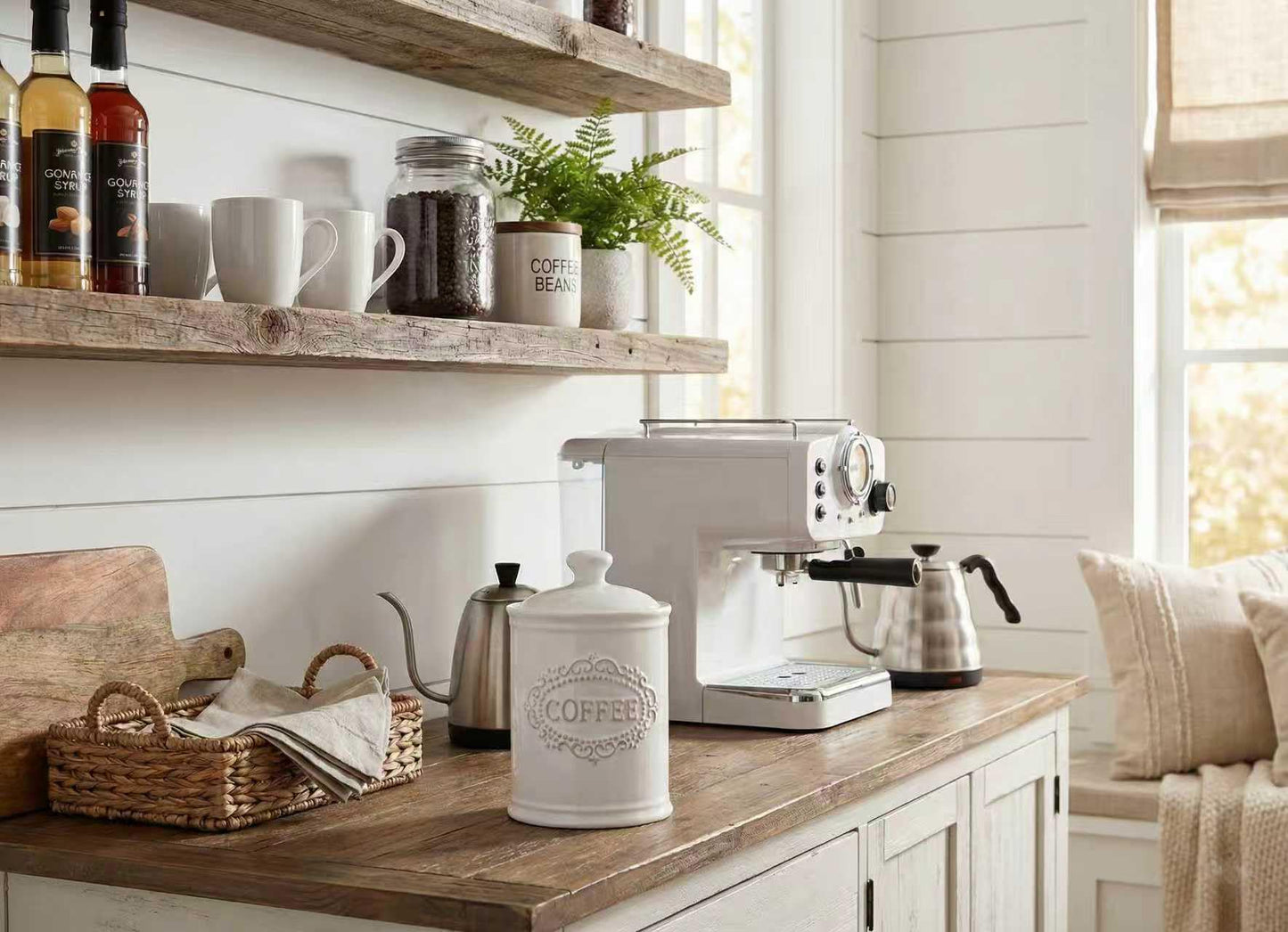TAWCHES Relief Vine Ceramic Canisters Sets For The Kitchen For Countertop Set of 3 Airtight Coffee Canisters For Ground Coffee Sugar Container Storage Jars With Lids Farmhouse Decor Tea caddies