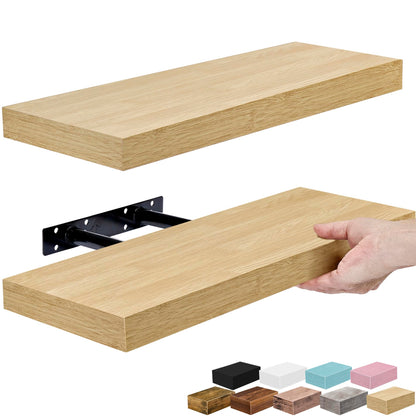 Sorbus Floating Shelves for Wall – 16 Inch Floating Shelf for Kitchen, Bedroom, Living Room, Bathroom, Home & Wall Decor - Mounted Bathroom Shelves with Invisible Brackets (Maple Wood, 2 Pack)