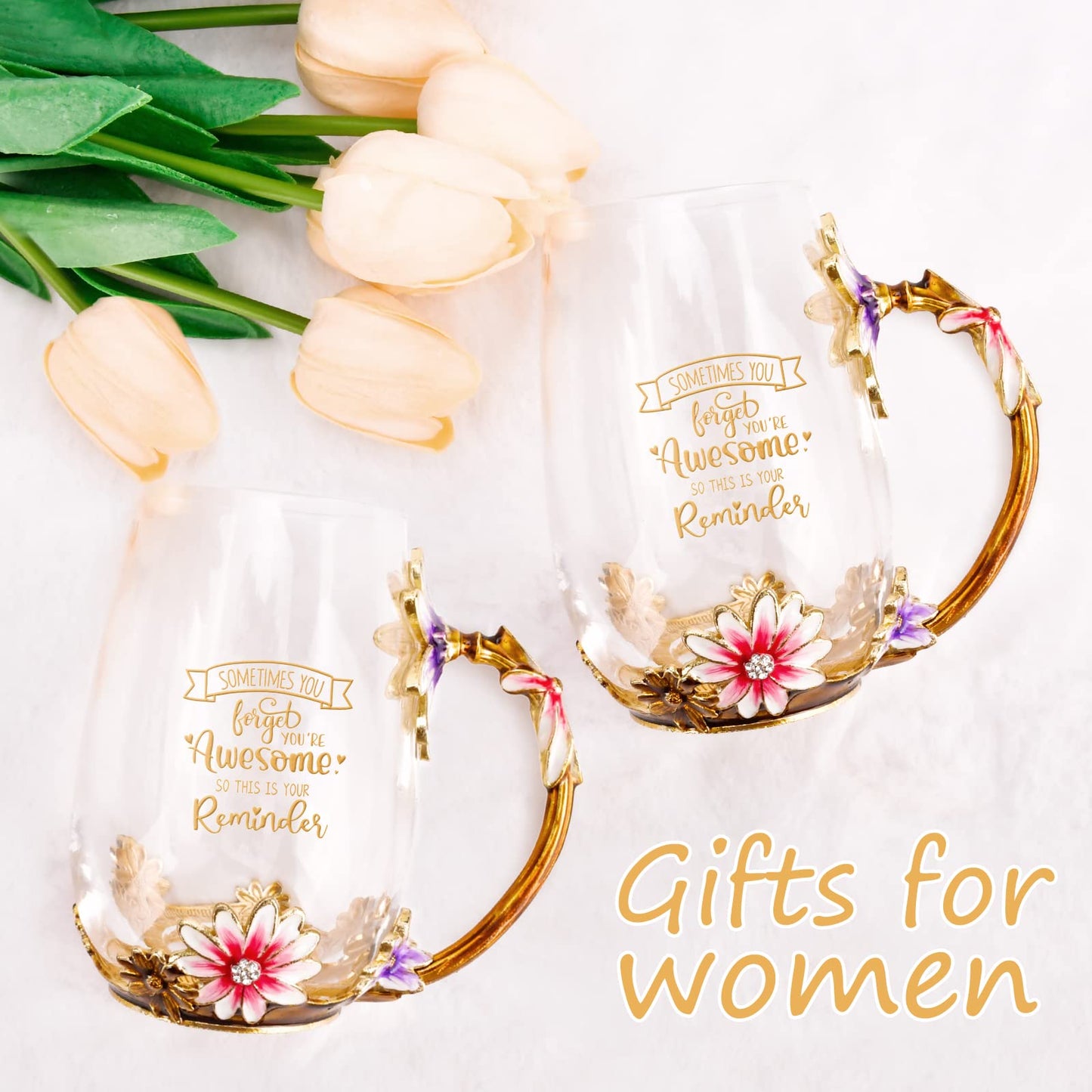OEAGO Birthday Gifts for Women Mom Plastic Tea Cup Mothers Valentines Day Gifts for Her from Daughter Son Unique Inspirational Friendship Ideas for Female Coworker