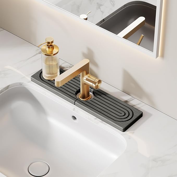 15.7 Inch Stone Faucet Mat for Kitchen Sink Splash Guard, Diatomite Sink