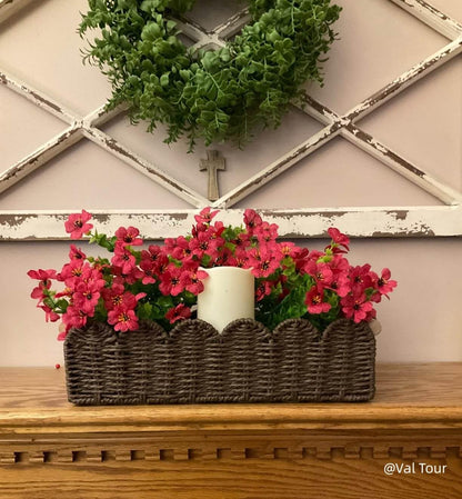 CubesLand Paper Rope Scalloped Edge Shelves Storage Basket, Woven Toilet Paper Baskets for Over Toilet Storage Shelf, Ending Table, Floating Shelves Organizing or Home Décor, with Wood Handle, Brown