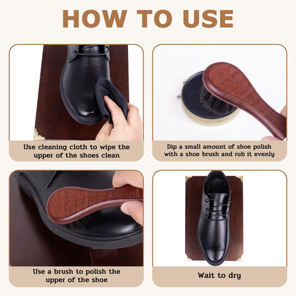 DigNew 10 Pcs Deluxe Shoe Shine Box Set & Shoe Care Polish Kit with Foot Rest, Wooden Care Tools Storage Box Perfect for Multi- Leather Shoes