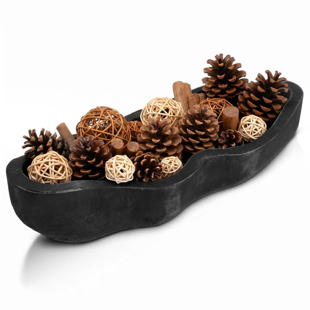 Nuogo 1 Pack 16 Inch Wavy Edge Dough Bowl Large Size Wood Rustic Dough Bowl Decorative for DIY Farmhouse Home Supplies Kitchen Decoration(Black)
