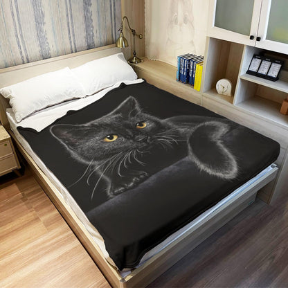 HommomH Black Cat Blanket for Women Girls, Cat Lover Gifts, Soft Fleece Throw Blankets for Sofa Couch Bed, Cozy Home Decor for Bedroom Living Room, 60" x 80"