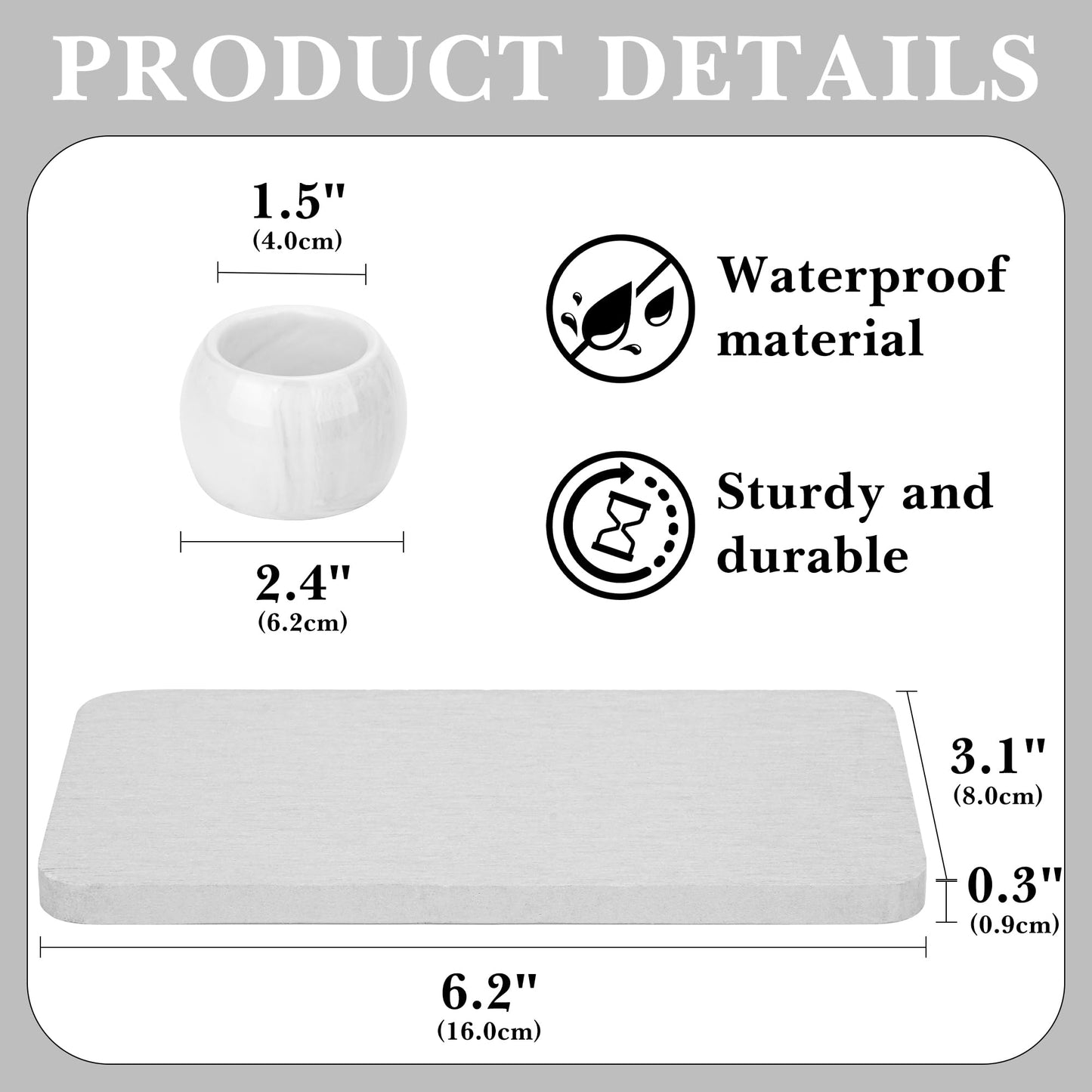 2 Pack Ceramic Toothbrush Holder with Diatomite Toothbrush Tray for Bathroom Shower Countertop Storage Organizer, Small Toothpaste Razor Electric Tooth Brush Head Stand (Grey)