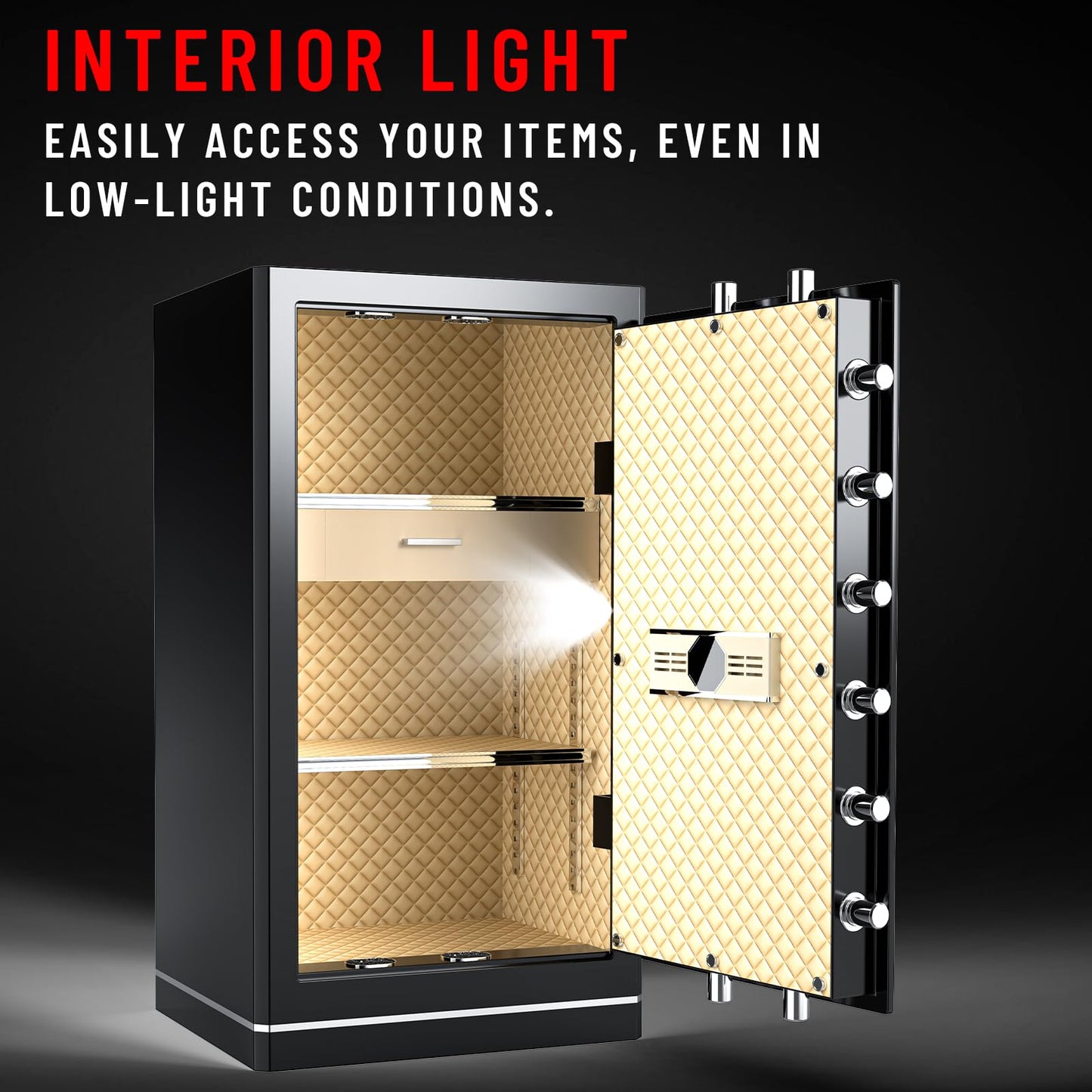 FABAO 8.1 Cuft Extra Large Home Safe,Big Security Fireproof Safe Box with Fireproof Bag,Built-In Drawer and Removable Shelf Perfect for Safe Box to storage Documents Money Valuables（Keypad Lock）