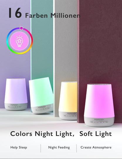 Momcozy White Noise Machine,Sound Machine for Baby Adults with 7 Colour Night Light,34 Soothing SoundsTherapy for Sleeping Nursery, White Noise APP Control,Timer,USB Rechargeable,Office Home Travel