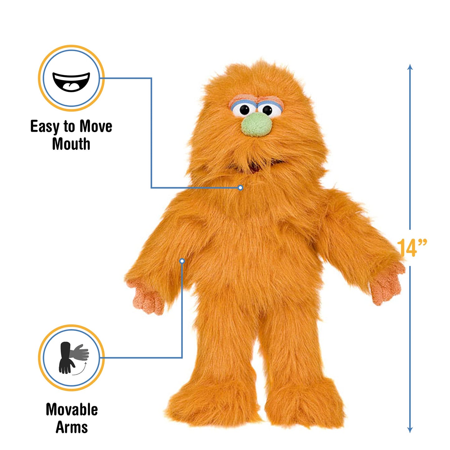 Orange Monster, Hand Puppet, by Silly Puppets, 35cm