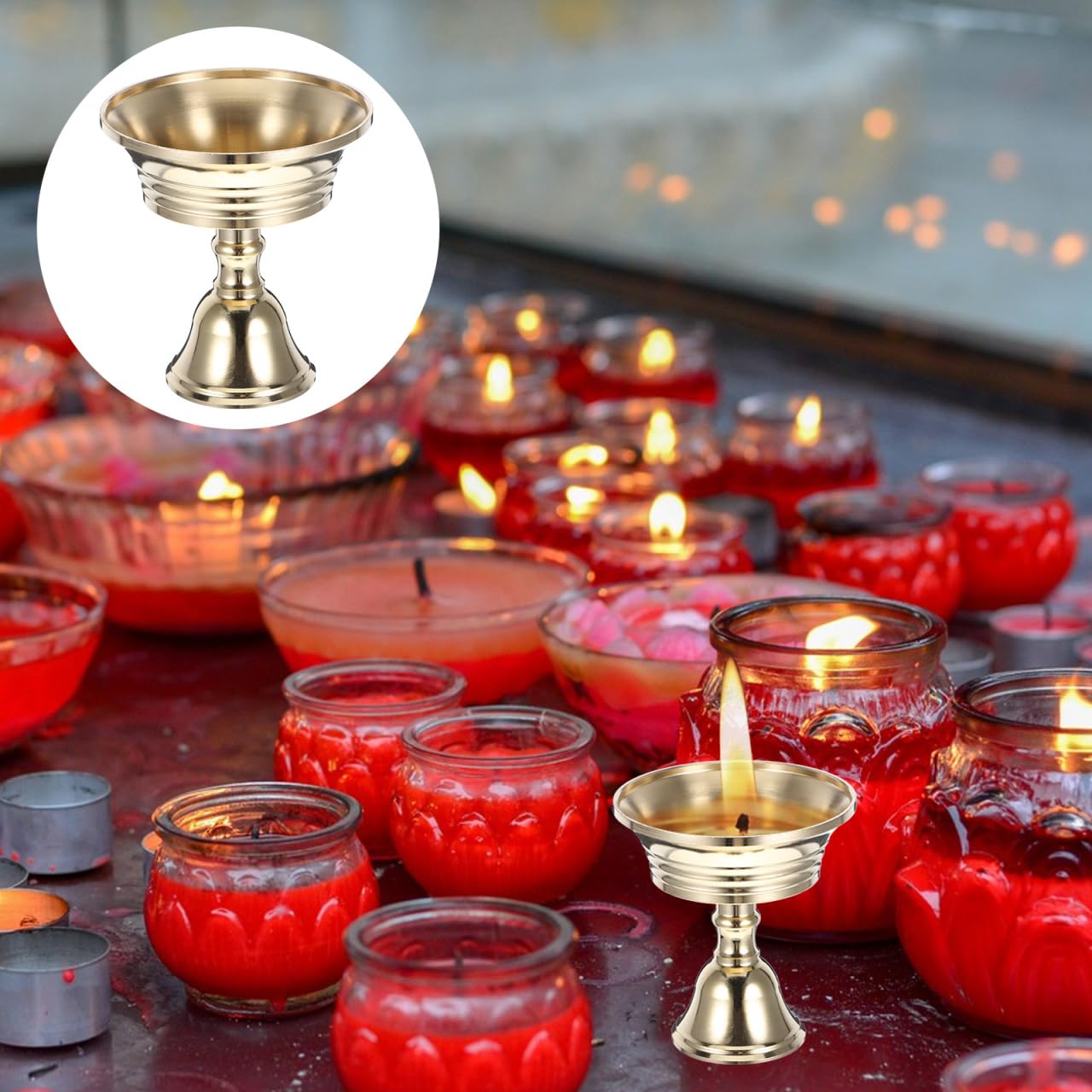 Tibetan Buddhist Supplies Temples: Oil Burner Ghee Lamp Butter Lamp Holder 2pcs Brass Tibetan Tealight Holder Golden Cup Oil Lamp Buddhist Altar Supplies for Home Temple Housewarming Gift