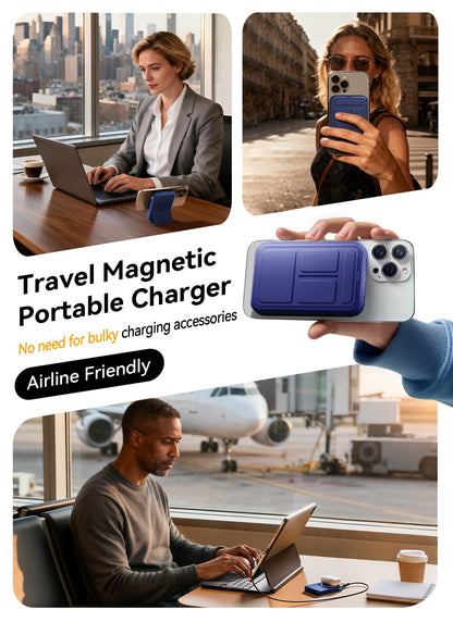 Magnetic Portable Charger, 10000mAh Wireless Power Bank with 20W USB-C Fast Charging, Foldable Stand & LED Display Magnetic Battery Pack, Compatible with iPhone 16/15/14/ All Series