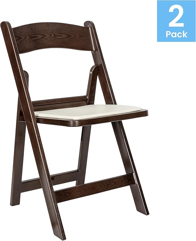 Flash Furniture Hercules Commercial Indoor/Outdoor Folding Event Chair, Wood Look, Weather-Resistant, Lightweight Design, Versatile Use, Set of 2, Dark Brown