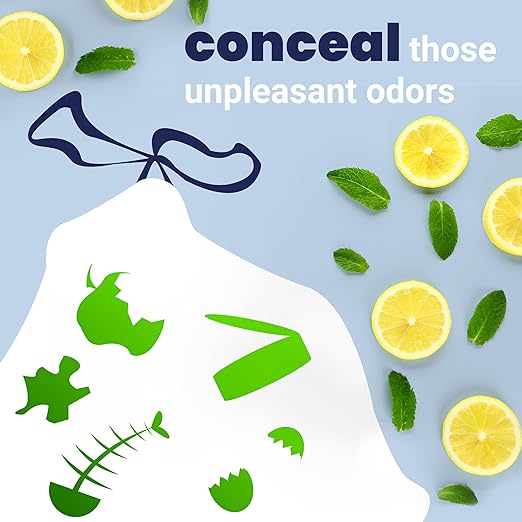 happimess 5.3 Gallon Drawstring Trash Bags, Lemon Scent, Heavy Duty MDPE Liners