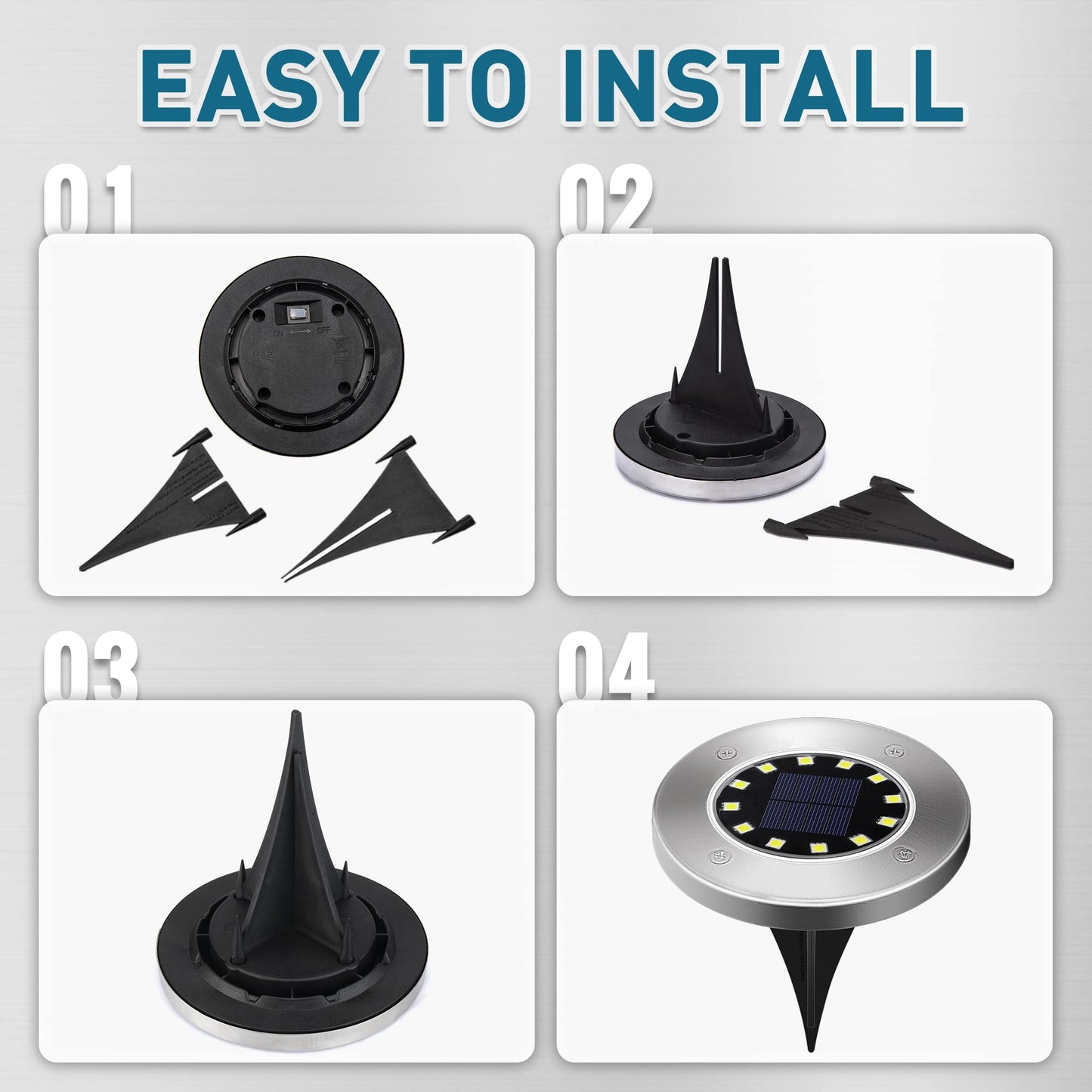 Solpex Solar Lights Outdoor Garden, 12LED Solar Ground Lights, IP65 Waterproof Outdoor Light Powered, Warm White Garden Light for Yard Lawn Patio Pathway (8 Pack)
