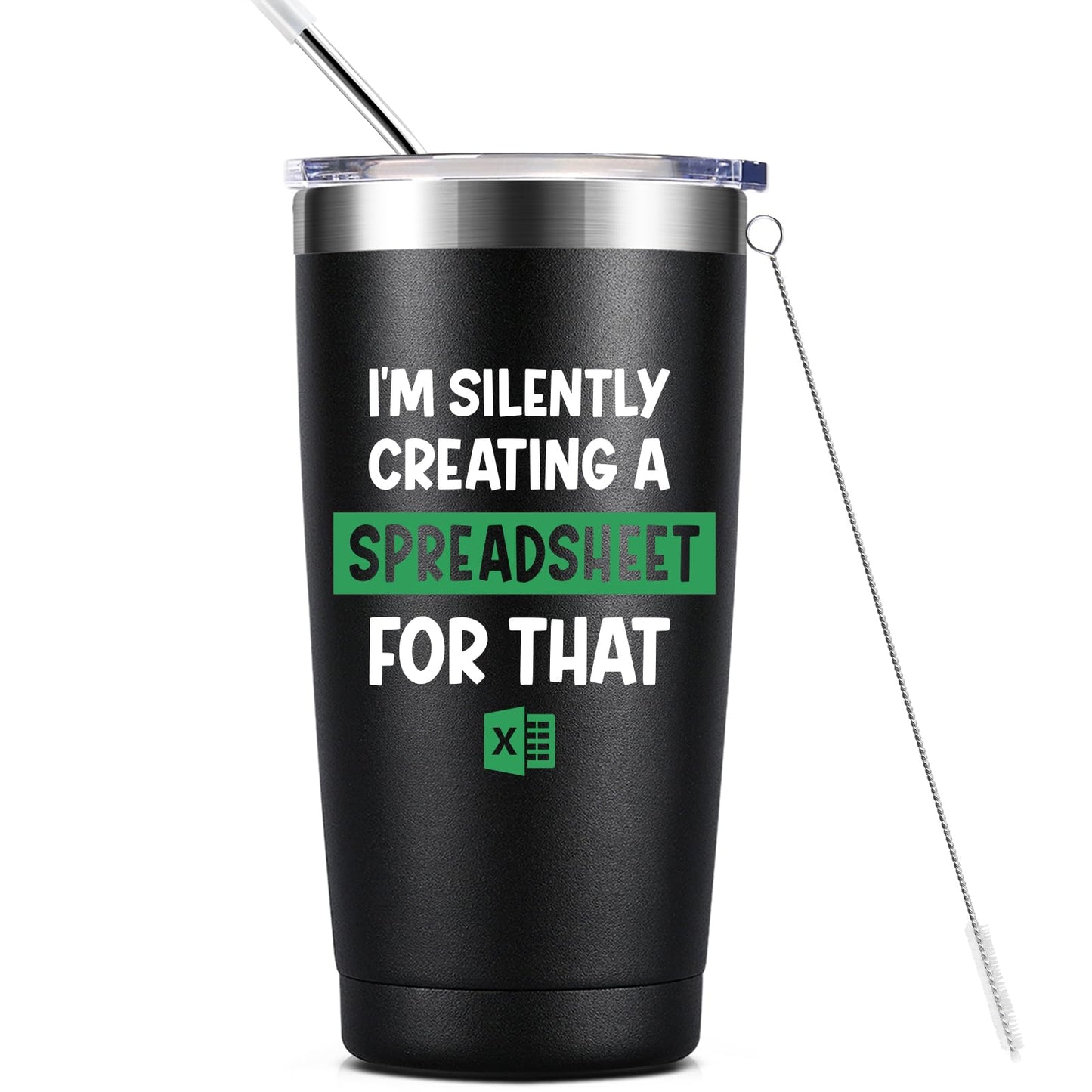 I'm Silently Creating A Spreadsheet For That- Accountant Gift- Funny for Boss, CPA, Coworker, Women, Men- 20oz Insulated Stainless Steel Tumbler with Lid, Spreadsheet Mug, Birthday Christmas Gift