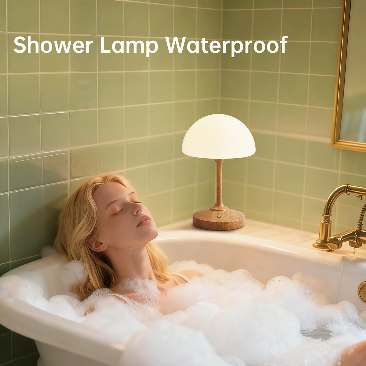 Dawnwake Mushroom Lamp Cordless Lamp Table Lamp,Outdoor Waterproof Shower Lamps,5000mAh Rechargeble Battery Operated Dimmable Touch Desk Lamps,LED Night Light for Bathroom Patio Camping Restaurant