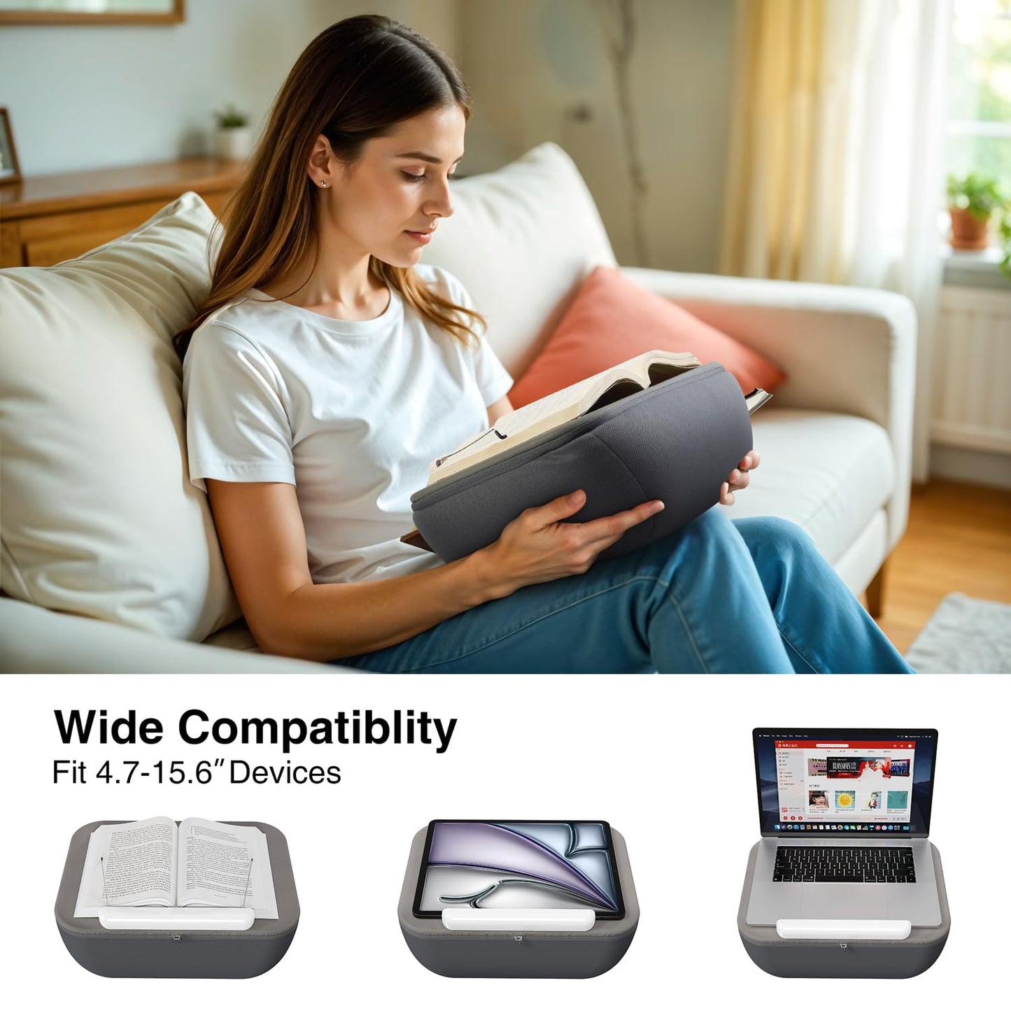 elitehood Book Stand, Comfortable Book Stand with Pillow Pad for Hand Free Reading in Bed, Bed Book Lap Holder - Minimize Neck Strain & Perfect Idea for Book Lovers in Dorm Room or Anywhere