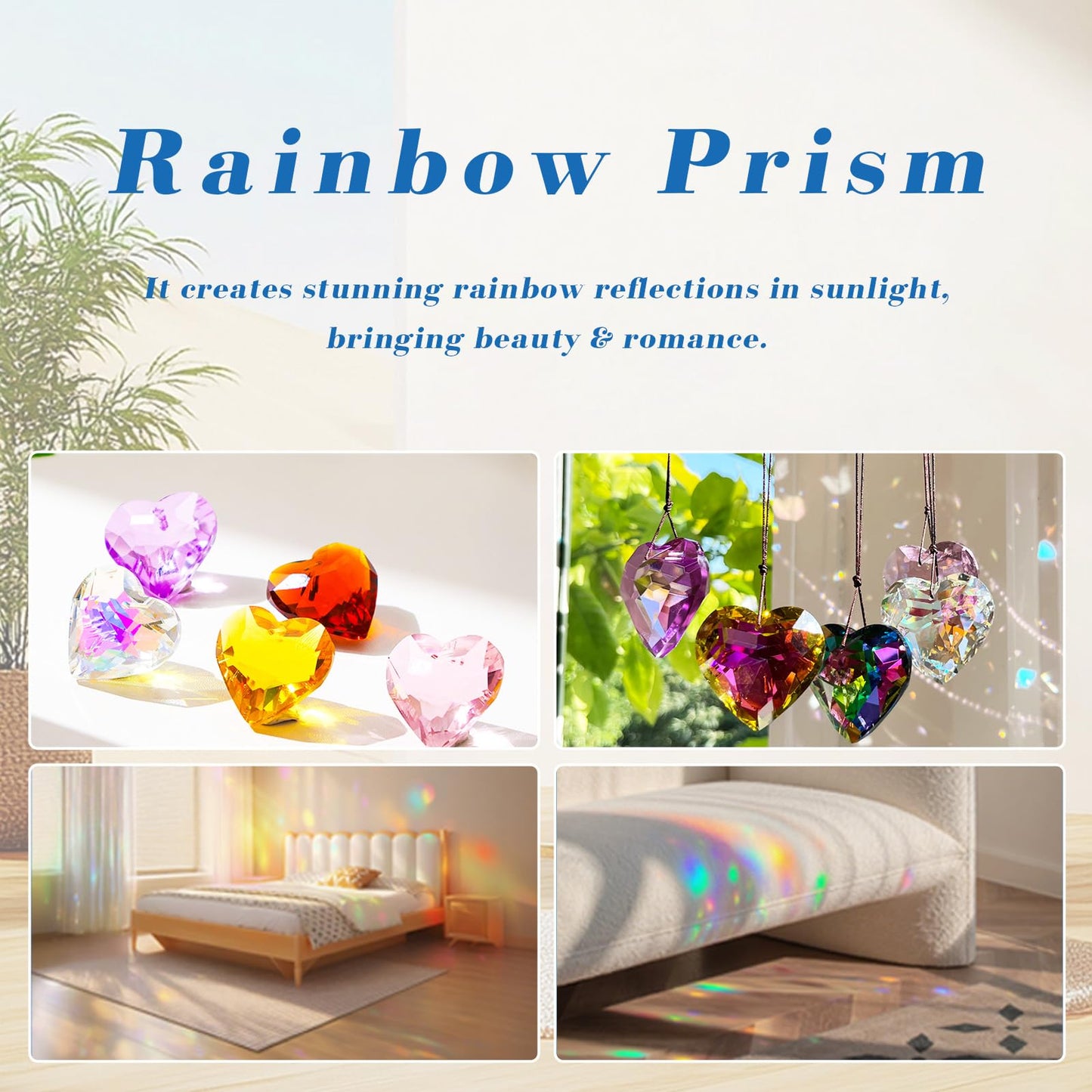 10 Pcs Heart-Shaped 30mm Crystal Ball Prism, Heart Crystal Prism Suncatcher