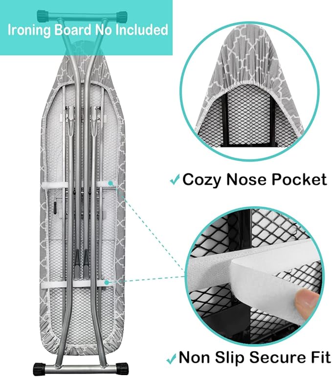 Ironing Board Cover and Pad Standard Size 15"x54", Resists Scorching and
