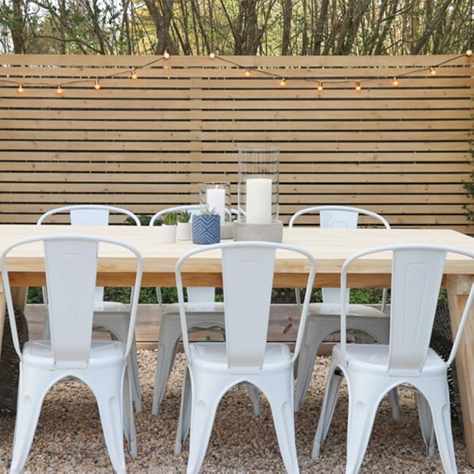 FDW | Set of 4 Metal Dining Chairs | Cream | Stackable Tolix Side Chairs with Backrest | Scratch-Resistant | Non-Slip Feet | Indoor/Outdoor Use | 330 lbs Capacity | Ideal for Kitchen & Restaurant
