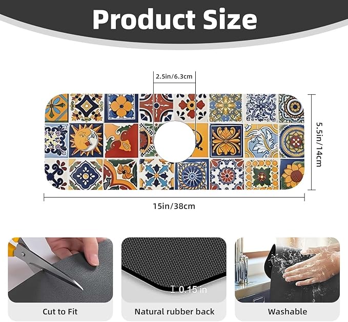 2Pcs Dish Drying Mats Faucet Mats Sets Large Size Coffee Mats Sink Faucet Mat