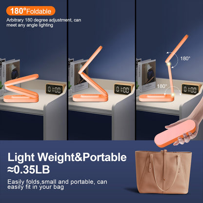 Giryuhd LED Desk Lamp for Office Home & Battery Operated Lamp Rechargeable Lamp Foldable & Portable Light, LED Desk Light Strip, 3 Brightness Dimmable Small Desk Lamp Reading Lamp (Orange)