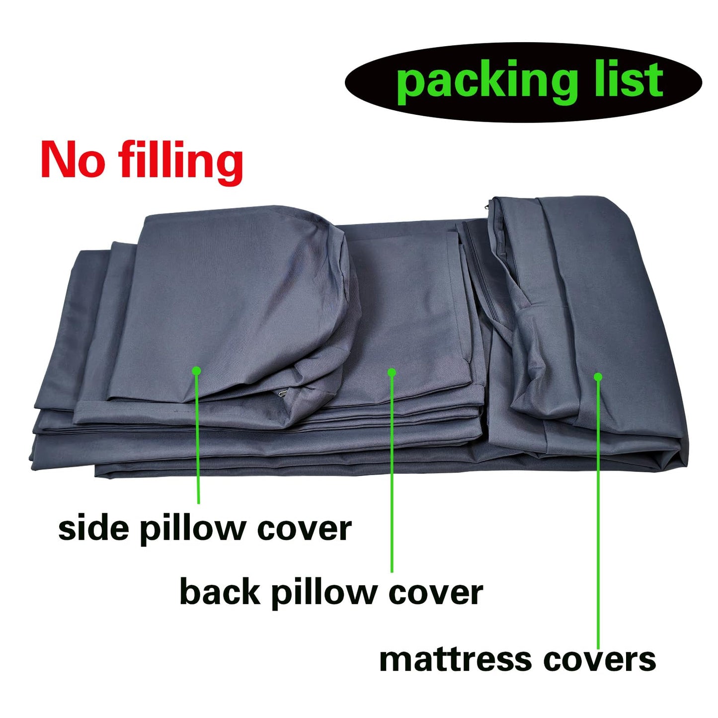 WQZWDFC Outdoor Daybed Cushion Cover Twin Size Patio Swing Bed Mattress Bolster Pillow Fitted Sheet Covers with Zipper -Only Cover (Off-White)