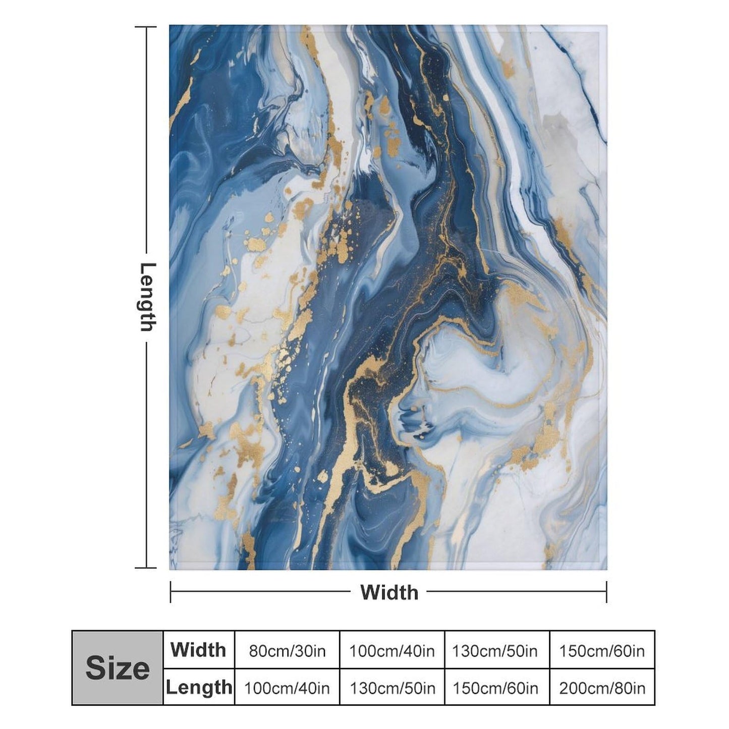 Marble Throw Blanket for Bed Sofa, 40"x50" Super Soft Warm Cozy Fluffy Plush Blanket, Modern Luxury Foil Texture Blue White Gold Marble Flannel Couch Blanket for Travel Camping