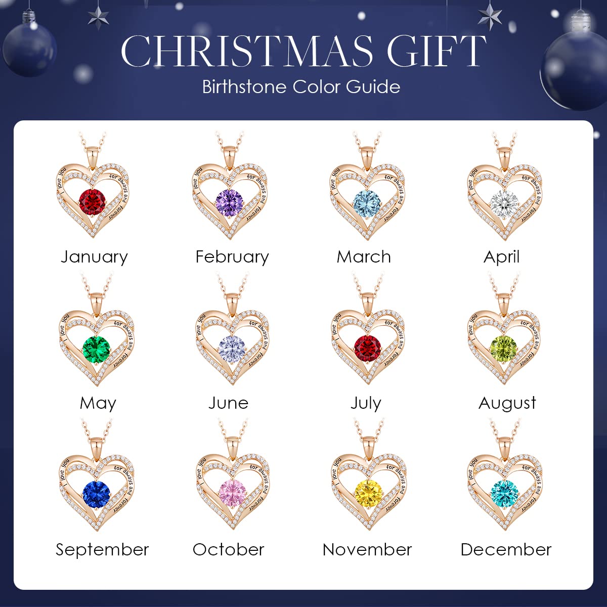 CDE Valentine's Day Gift Forever Love Heart Necklaces for Women, Wedding Anniversary, Birthday Mothers Christmas Day Gifts for Mom, Mother, Wife, S925 Silver Jewelry with Birthstone Pendant