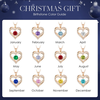 CDE Valentine's Day Gift Forever Love Heart Necklaces for Women, Wedding Anniversary, Birthday Mothers Christmas Day Gifts for Mom, Mother, Wife, S925 Silver Jewelry with Birthstone Pendant