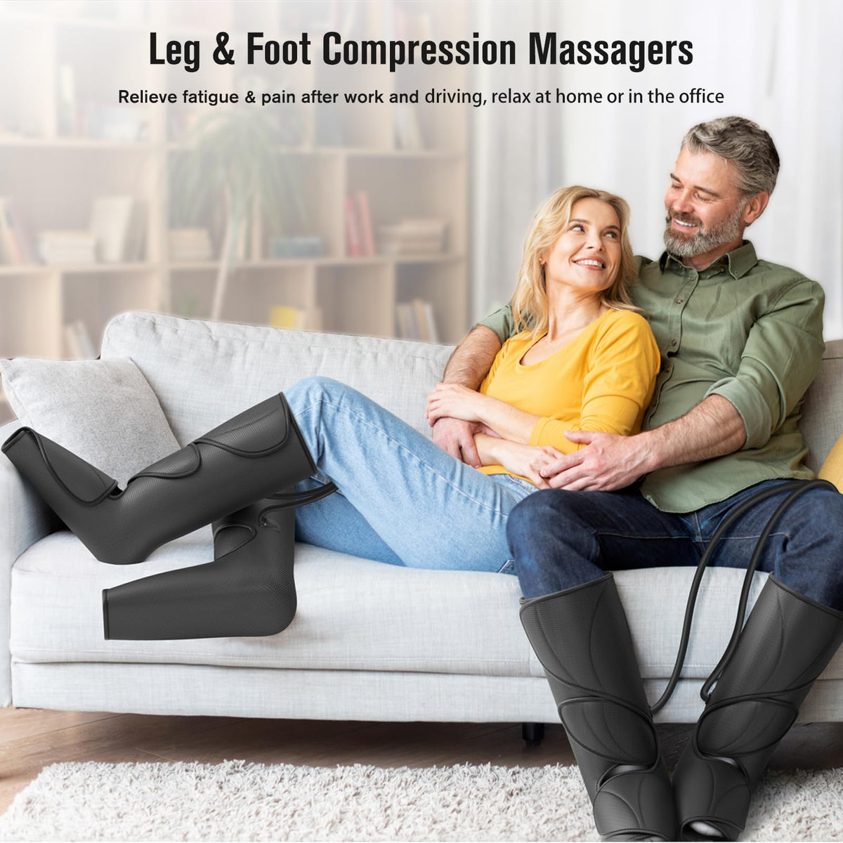 FIT KING Leg Air Massager for Circulation and Relaxation Foot and Calf Massage (No Heat) to Relieve Pain Swelling Edema with Handheld Controller 3 Intensities 2 Modes 2 Extensions - FSA HSA Eligible