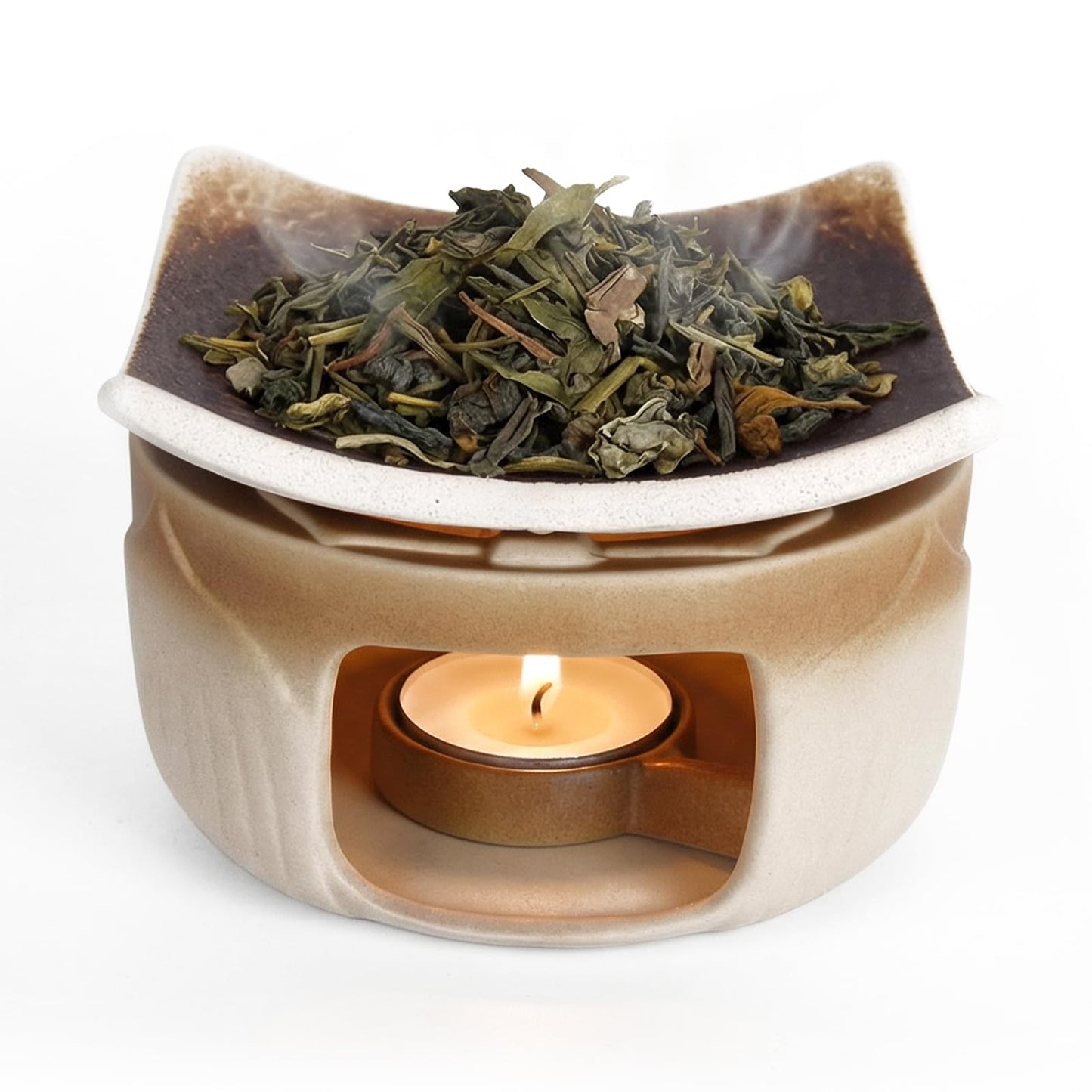 YSZYPETHE Handmade Ceramic Aromatherapy Diffuser,Herb Burner & Candle Wax Warmer with Tealight Holder, Home Fragrance Accessories forRelaxation & Meditation（3.15 * 2.95 * 2.95）