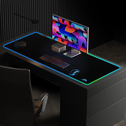 Cacoy 48" x 20" RGB Gaming Mouse Pad XXL, Large LED Mouse Mat with 9 Lights Modes, Lighting Up Desk Mat for Keyboard and Mouse, Extended Desk Pad Protector, Non-Slip Base Mousepad Accessories, Black