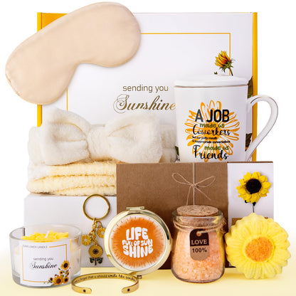 Farewell Gifts for Coworkers, New Beginnings Gift for Women, Appreciation Thank You Leaving Going away Retirement Gifts for Coworkers Colleague Employee Office Basket Set with Card