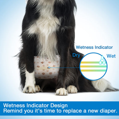 Pet Soft Dog Nappies Male- 20 Counts Disposable Male Dog Wraps, Super Absorbent Puppy Dog Diapers Incontinence Nappy Wraps with Wetness Indicator (S-20 Count)