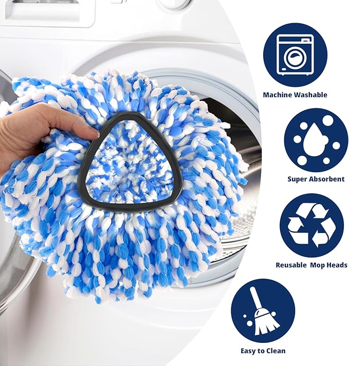 Spin Mop Replacement Head, 3 Pack Mop Replacement Head, Easy Cleaning,