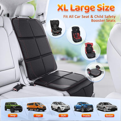 Gimars Car Seat Protector, 2 Pack, Leather Seats Protectors for Child Seats, Isofix Compatible, Waterproof Baby Carseat Cover with Thicker Pad, 2 Mesh Pockets for SUV Sedan Trunk Pet Kids