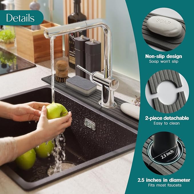 Kitchen Sink Splash Guard – Stone Diatomite Faucet Drying Matt, Modern Kitchen