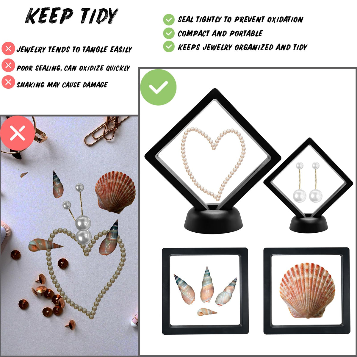 3D Floating Frame Display Cases, 20Pcs Transparent PE Film Jewelry Storage Box with Base Challenge Coin Display Frames Holder Stands Small Shadow Box Frame for AA Medallions Medal, Rock, Ring Necklace