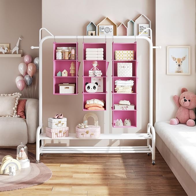 YOUDENOVA Hanging Closet Organizer, 4-Shelf Closet Hanging Storage Shelves
