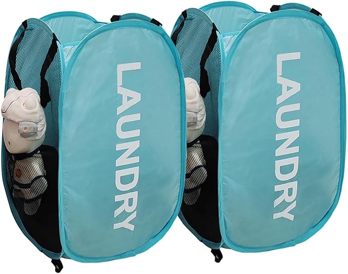 2Pack Collapsible Laundry Baskets Pop Up Laundry Hamper Mesh Storage Bins