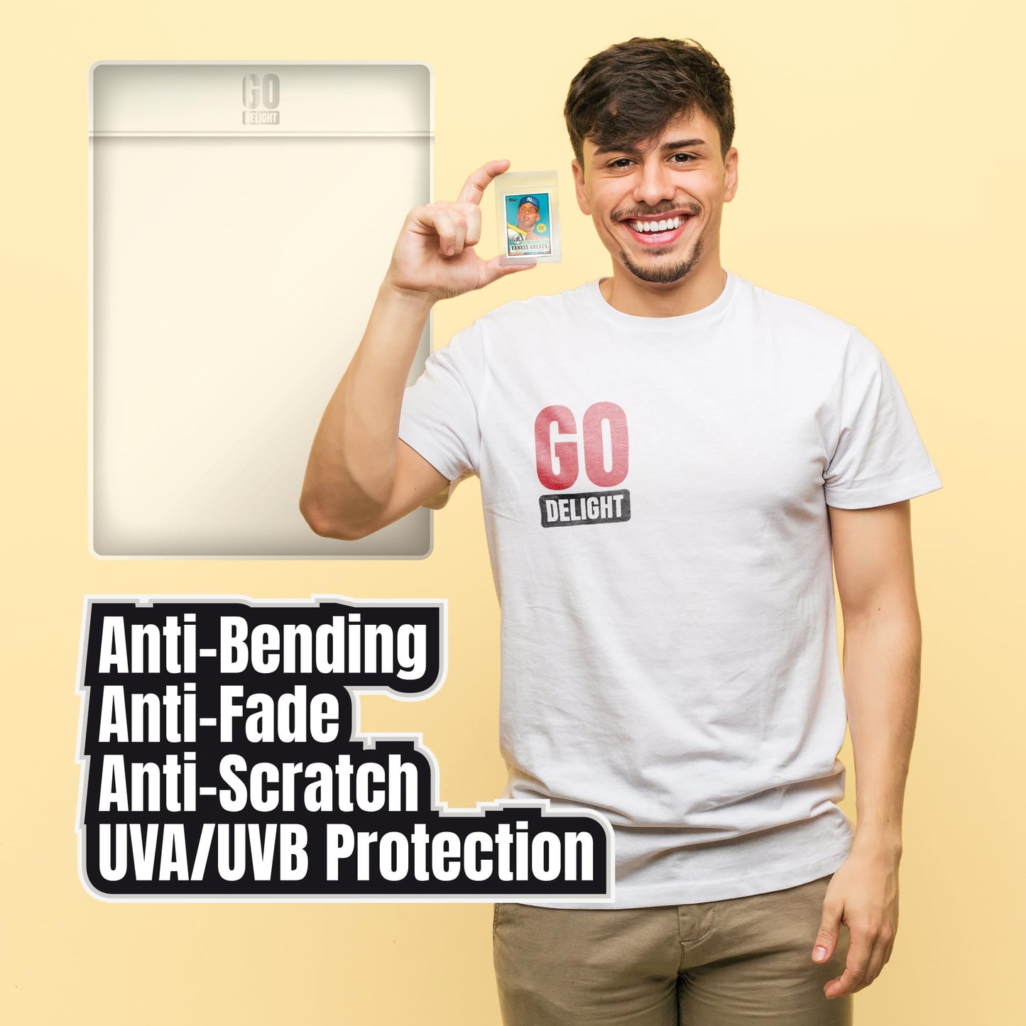 Semi Rigid Card Holders for PSA, SGC, BGS, CSG Grading – 100 Bundle - Baseball Card Sleeves - 50 Card Holders for Trading Cards + 50 Soft Sleeves – 3-5/16” x 4-7/8” with 1/2” Lip
