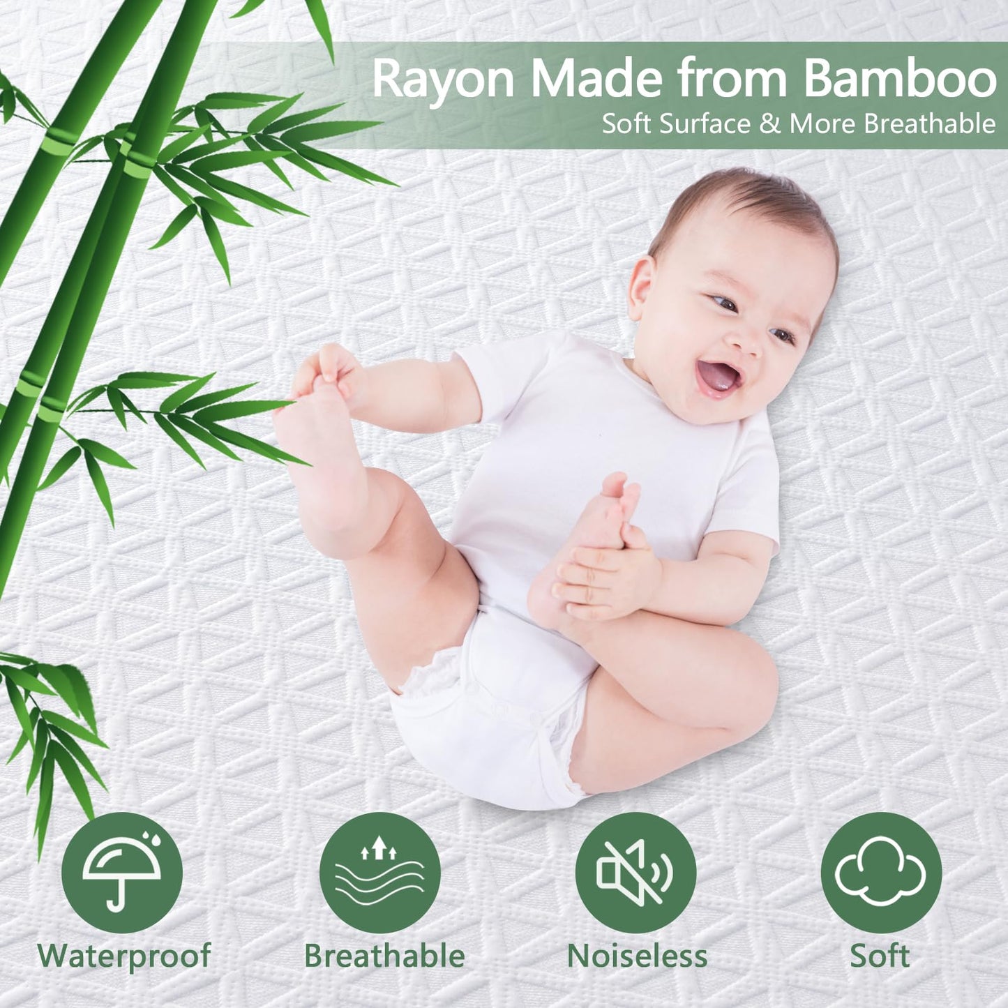 Premium Waterproof Mattress Protector Twin Size, Breathable Bed Cover 3D Air Fabric Cooling Mattress Pad Cover Smooth Soft Noiseless Washable, 8''-21'' Deep Pocket (White)