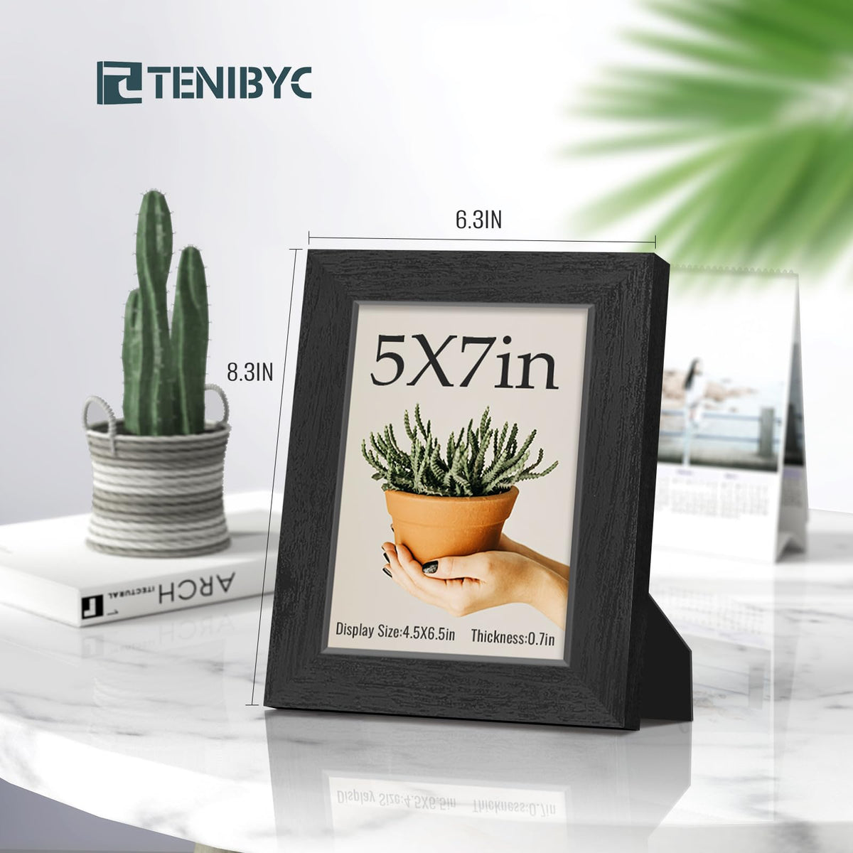 TENIBYC 5x7 Picture Frames Set - 3 Pack - Black Solid Wood Poster Frame - Tempered Glass - Exclusive Woodgrain - Rooms, Offices, Gallery, Studio, and Hallway, Wall Display Decor