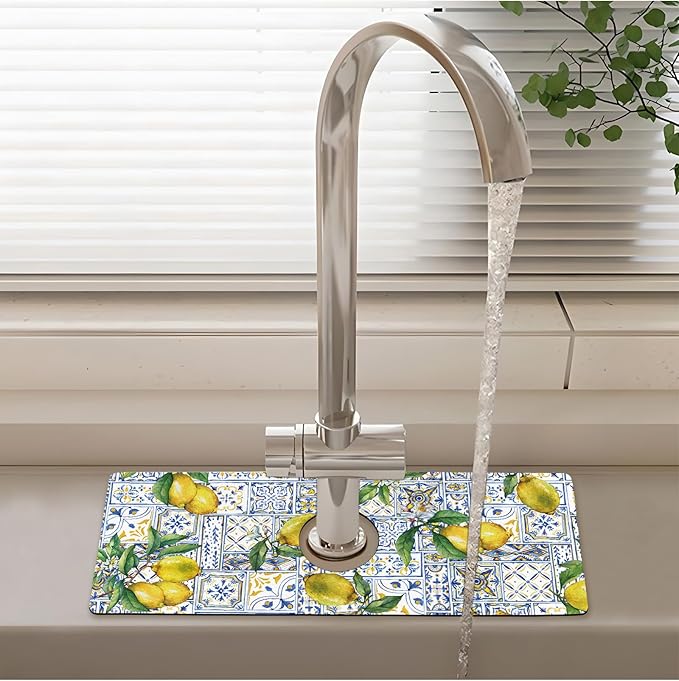 Patterned Sink Faucet Mat Kitchen Splash Guard Super Absorbent Drying Mat