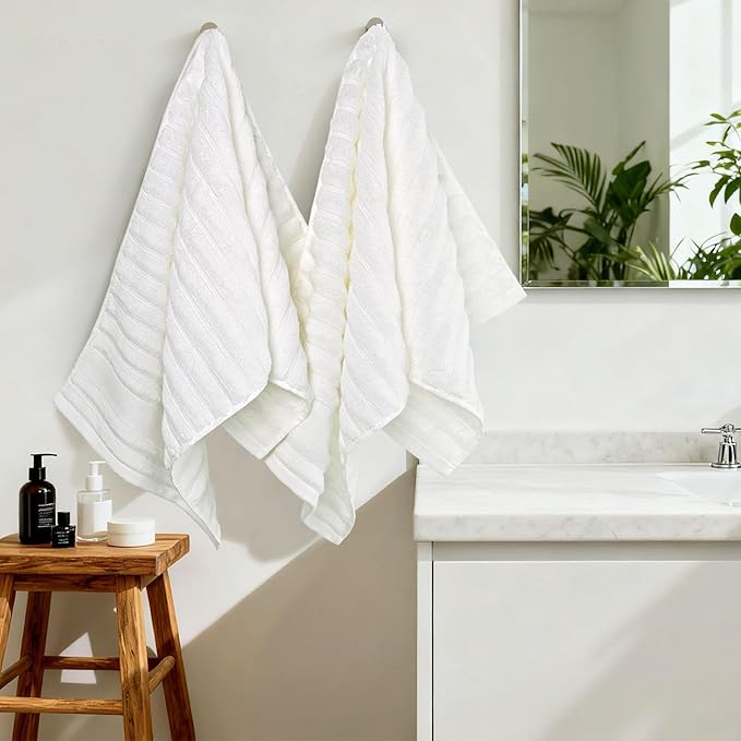 Jacquotha Luxurious 2-Pack Ribbed Striped Hand Towels – Hotel & Spa Premium