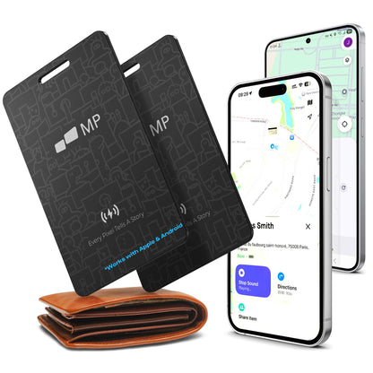 2026 Mobile Pixels Wallet Tracker Card, Works with (iOS and Android), Ultra Slim Rechargeable Bluetooth Tracker, Tracker Key Finder, Portable Item Locator for Wallet, Bags, Luggage (2- Pack)