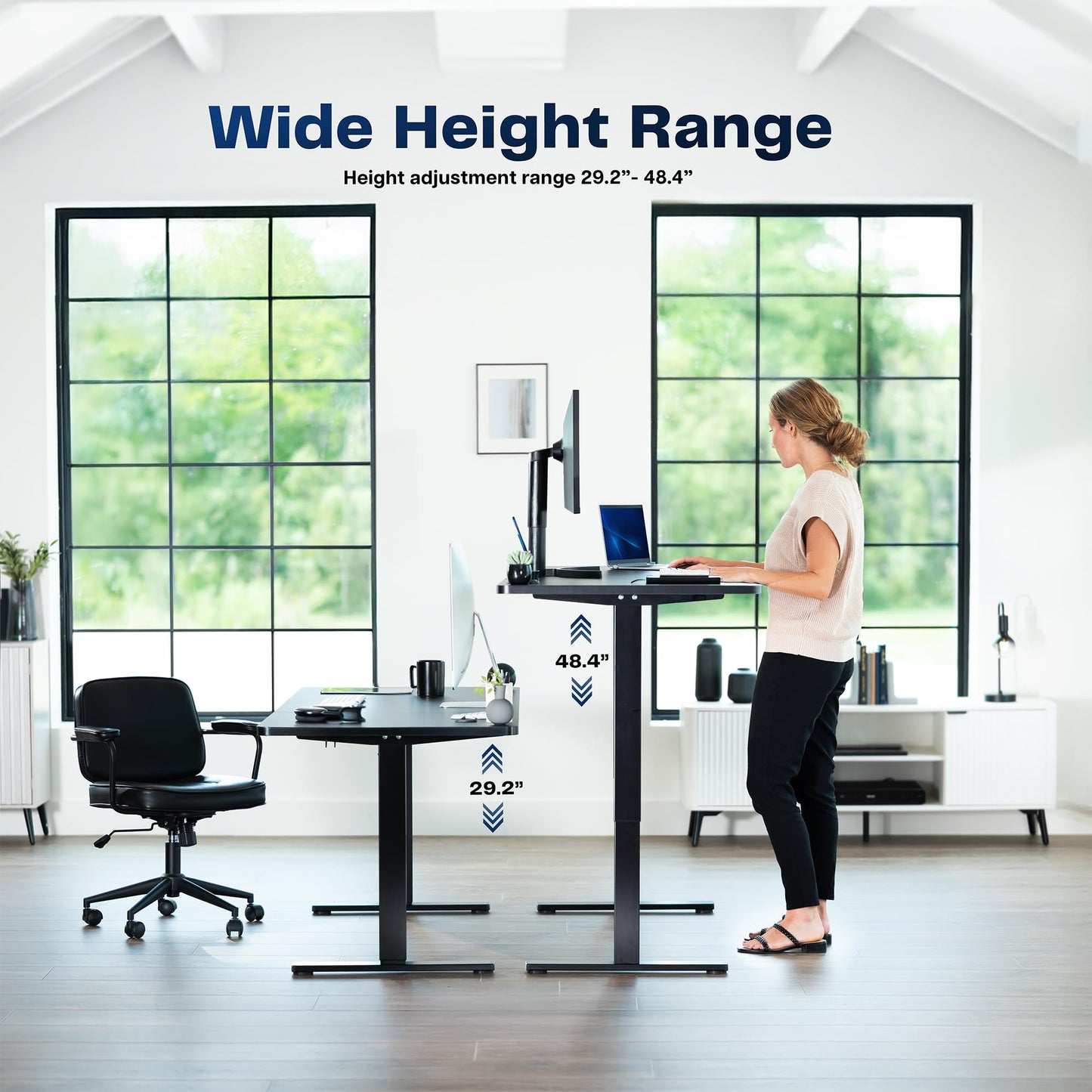 VIVO Electric 71 x 30 in Standing Desk, Memory Height Adjustment, 1B Series, Holds 220 lbs, Light Wood Top Black Frame, DESK-KIT-1B7C